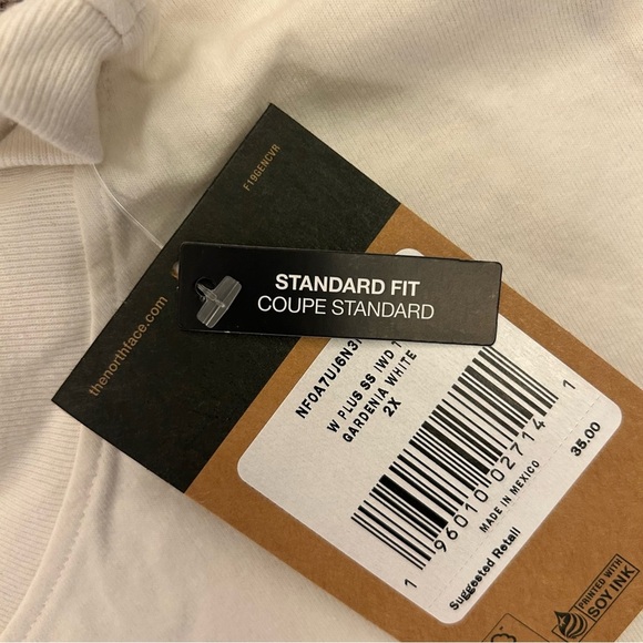 The North Face Women's White Tee Plus Size 2X Short Sleeves Crew Neck NWT $35 - Picture 12 of 16